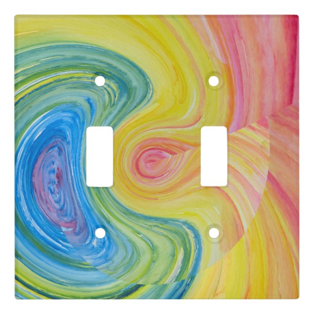Happy Rainbow Swirl Baby Bib Light Switch Cover (Front)