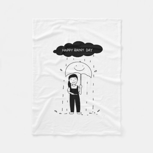 Happy Rainy Day Fleece Blanket 