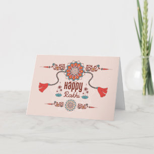 Happy Rakhi, Raksha Bandhan, dusty pink, red Card