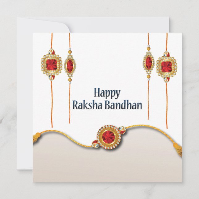 Happy Raksha Bandhan, red gemstone (Front)