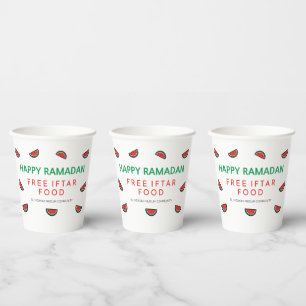 Happy Ramadan Free Iftar with Duas Watermelon  Paper Cups