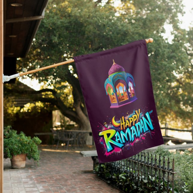 happy Ramadan House Flag (In SItu)