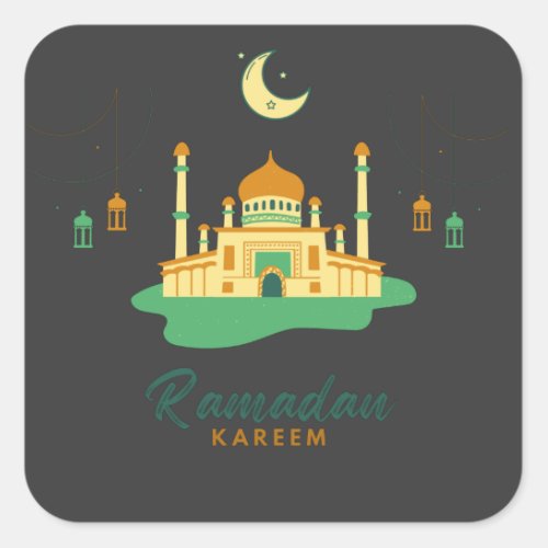 Happy Ramadan Kareem And Eid Mubarak 2022  Square Sticker
