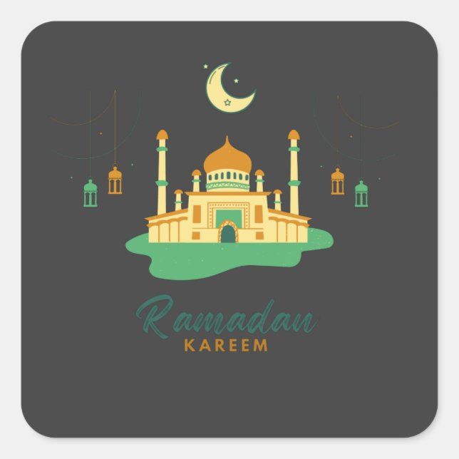 Happy Ramadan Kareem And Eid Mubarak 2022  Square Sticker (Front)