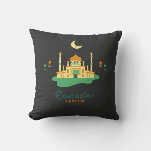 Happy Ramadan Kareem And Eid Mubarak 2022  Throw Pillow