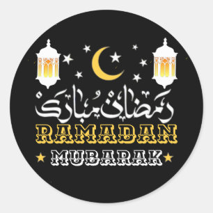 Happy Ramadan Kareem And Eid Mubarak 2024 Classic Round Sticker