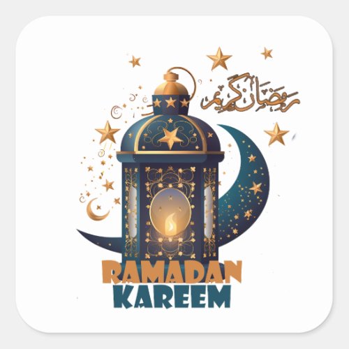 Happy Ramadan Kareem And Eid Mubarak 2024 Square Sticker