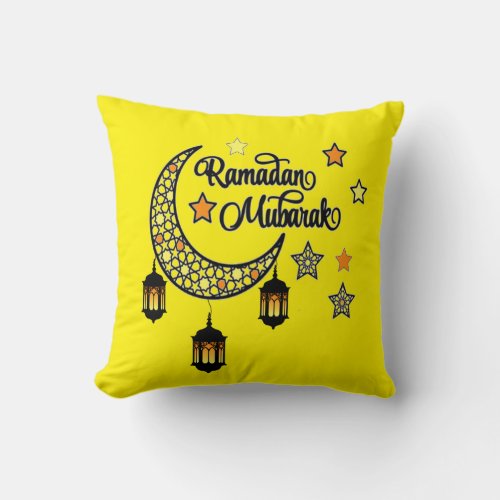 Happy Ramadan Kareem And Eid Mubarak 2024  Throw Pillow