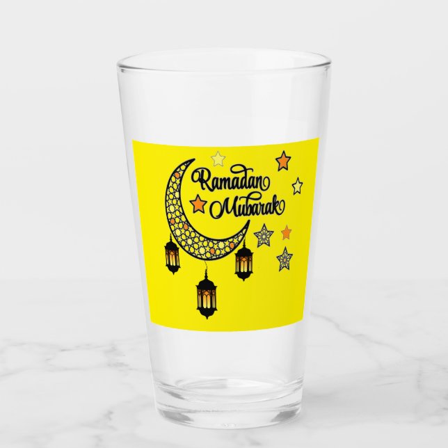Happy Ramadan Kareem And Eid Mubarak 2026 Glass (Front)