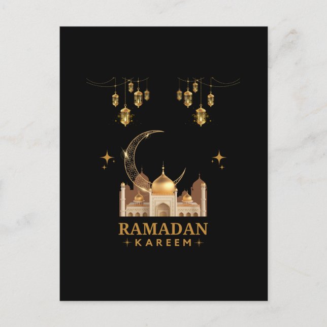 Happy Ramadan Kareem -Eid Mubarak Greetings Holiday Postcard (Front)