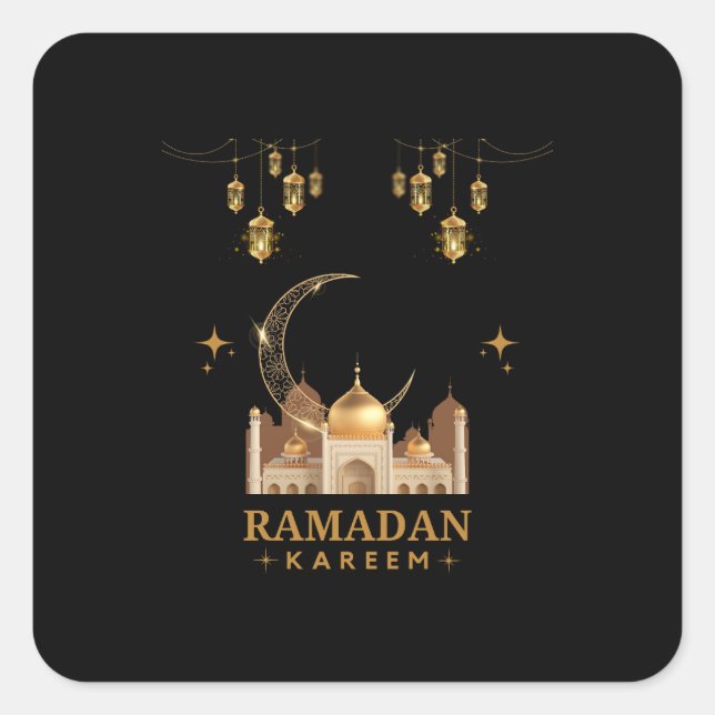 Happy Ramadan Kareem -Eid Mubarak Greetings   Square Sticker (Front)