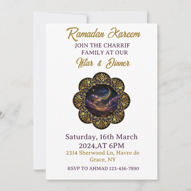Happy Ramadan Kareemk 2024  Iftar Party Invitation (Front)