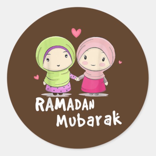 Happy Ramadan Mubarak Holy Month Calligraphy With Classic Round Sticker