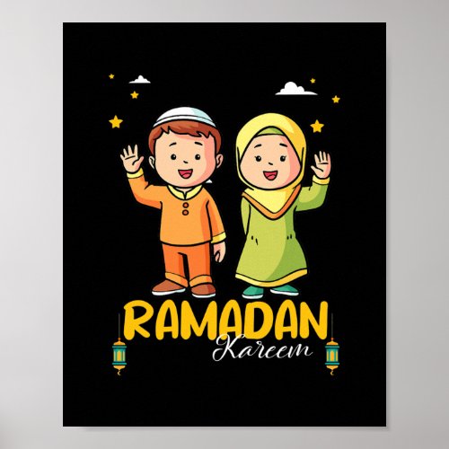 Happy Ramadan Mubarak Holy Month With Hijab Girl Poster