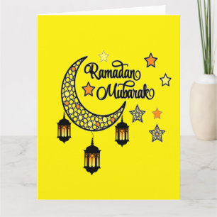 Happy Ramadan Mubarak Kareem Crescent lantern Card