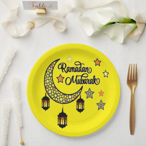 Happy Ramadan Mubarak Kareem Crescent lantern  Paper Plates