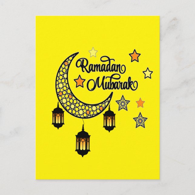 Happy Ramadan Mubarak Kareem Crescent lantern  Postcard (Front)