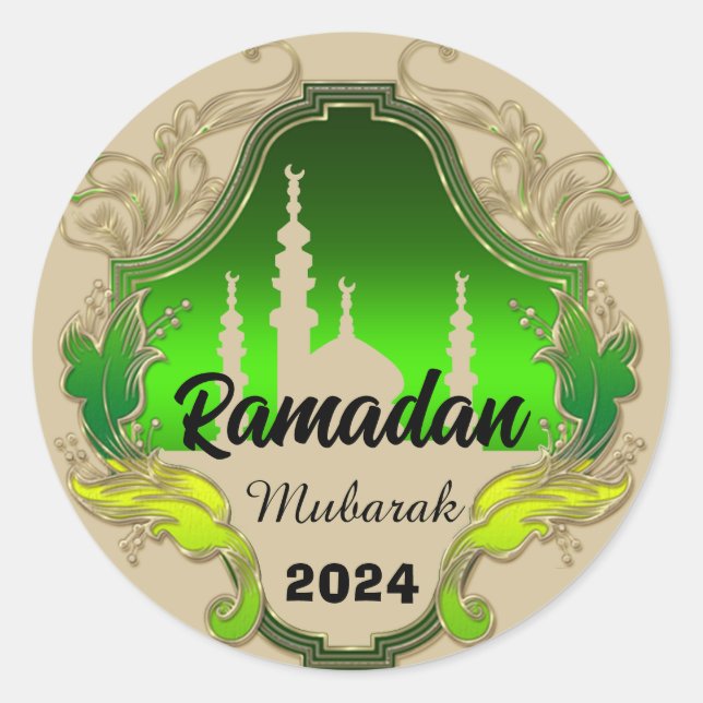 Happy Ramadan  Mubarak Kareem personalized  2024 Classic Round Sticker (Front)