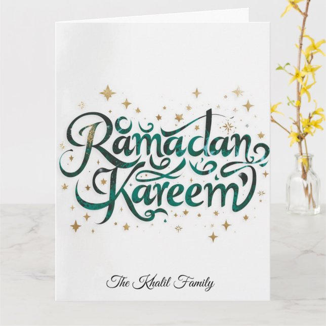 Happy Ramadan Mubarak Ramadan Kareem Gold Muslim Card (Yellow Flower)