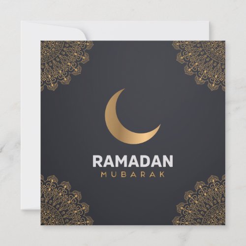 Happy Ramadan Mubarak  Ramadan Kareem Gold Muslim Holiday Card
