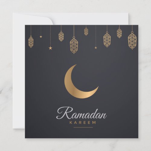 Happy Ramadan Mubarak  Ramadan Kareem Gold Muslim Holiday Card