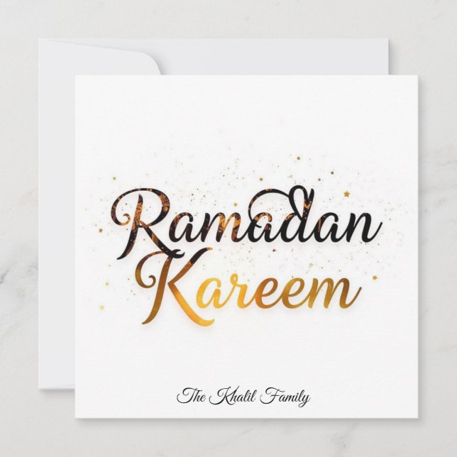 Happy Ramadan Mubarak Ramadan Kareem Gold Muslim Holiday Card (Front)