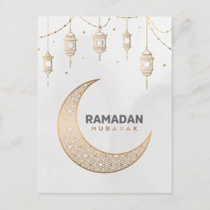 Happy Ramadan Mubarak Ramadan Kareem Gold Muslim Holiday Postcard