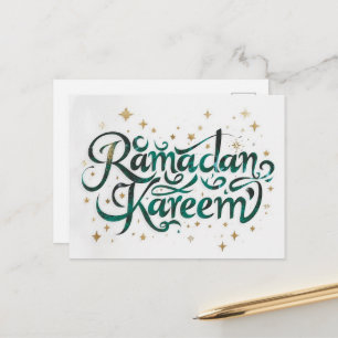 Happy Ramadan Mubarak Ramadan Kareem Gold Muslim Holiday Postcard