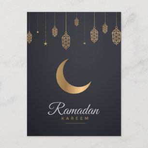 Happy Ramadan Mubarak Ramadan Kareem Gold Muslim Holiday Postcard