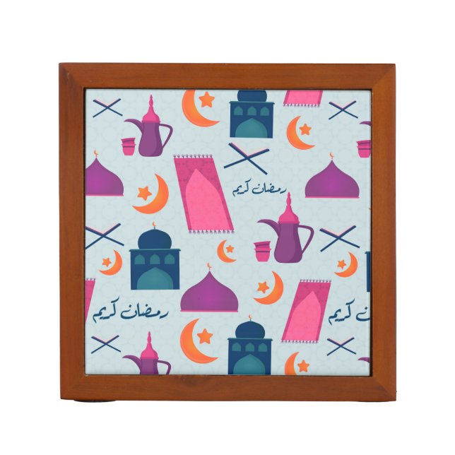 Happy Ramadan Pattern Desk Organizer (Front)