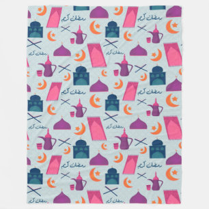 Happy Ramadan Pattern Fleece Blanket
