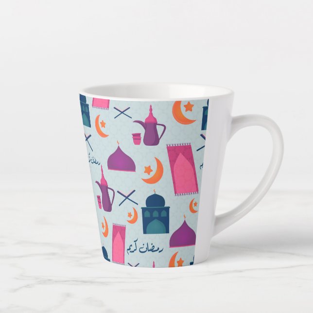 Happy Ramadan Pattern Latte Mug (Right)