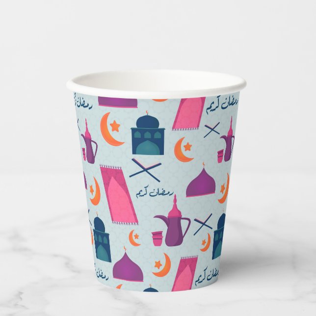 Happy Ramadan Pattern Paper Cups (Front)