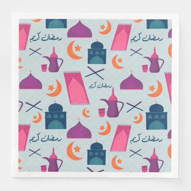 Happy Ramadan Pattern Paper Dinner Napkins (Front)