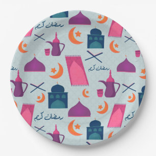 Happy Ramadan Pattern Paper Plates
