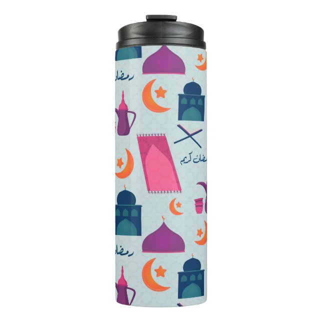 Happy Ramadan Pattern Thermal Tumbler (Front)