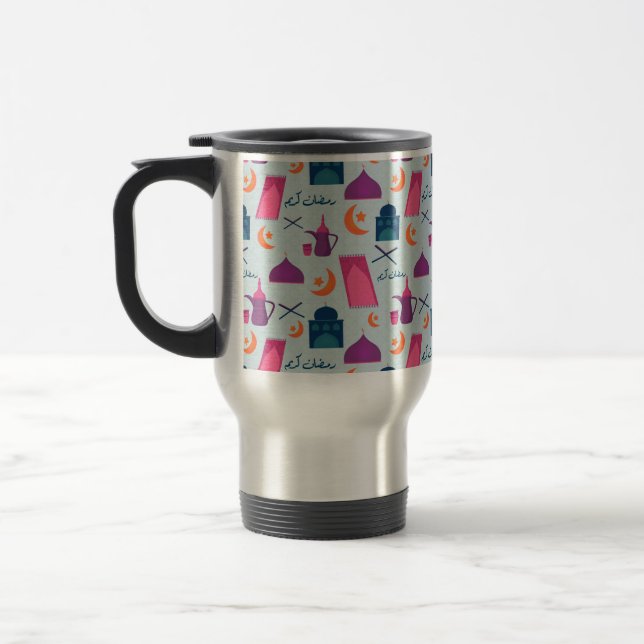 Happy Ramadan Pattern Travel Mug (Left)