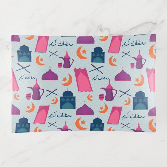 Happy Ramadan Pattern Trinket Tray (Front)
