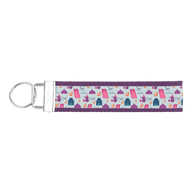Happy Ramadan Pattern Wrist Keychain (Keys on Left)