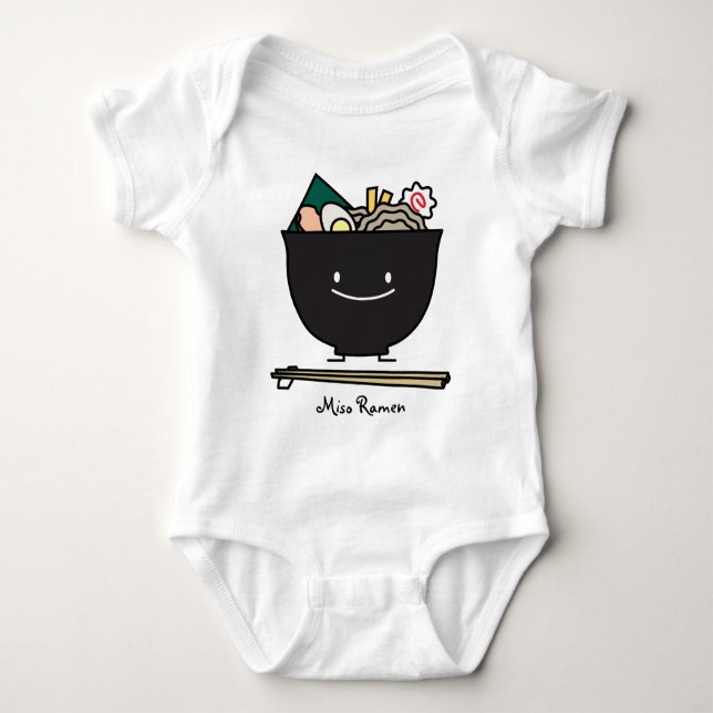 Happy Ramen Bowl Baby Bodysuit (Front)