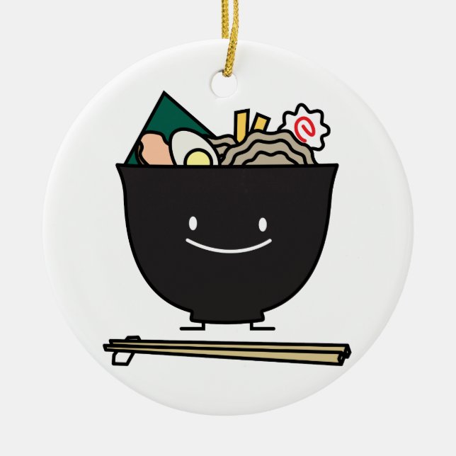 Happy Ramen Bowl Ceramic Ornament (Front)