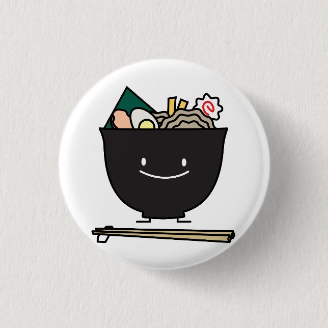 Happy Ramen Bowl Pinback Button (Front)