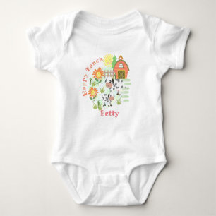 Happy Ranch Cow. Personalized.  Baby Bodysuit