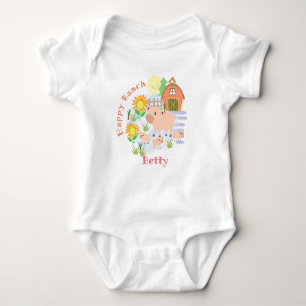 Happy Ranch Pig. Personalized. Baby Bodysuit