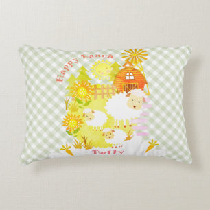 Happy Ranch Sheep Personalized. Accent Pillow