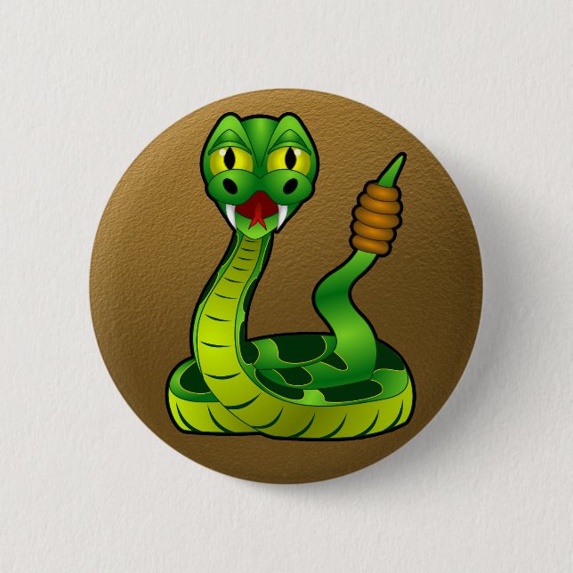 Happy rattlesnake pinback button (Front)