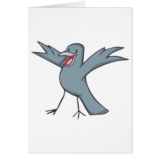 Happy Raven Bird Cartoon Cards (Front)