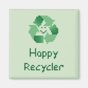 Happy Recycler Cross Stitch Pattern Magnet