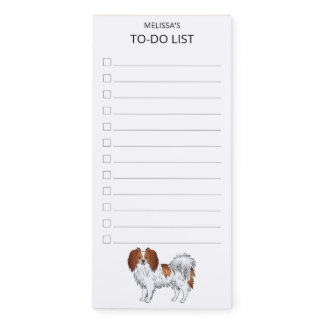 Happy Red And White Phalène Cute Dog To-Do List Magnetic Notepad