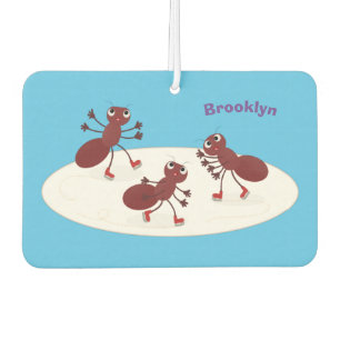 Happy red ants ice skating cartoon  air freshener